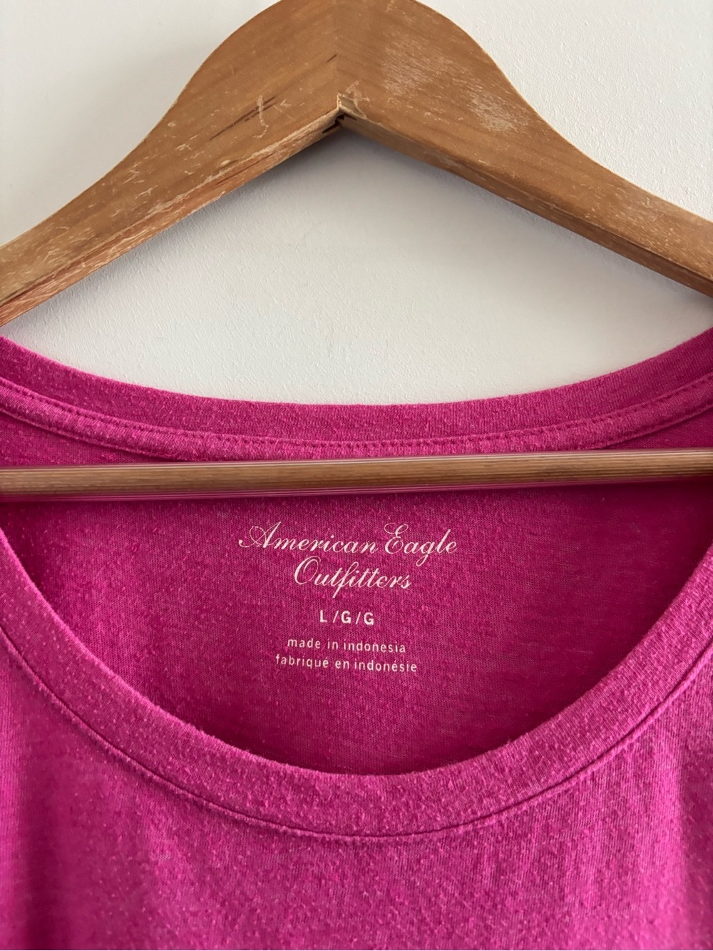 Y2K VTG American Eagle T-Shirt Pink Logo Spellout Long Sleeve Womens L Preppy - Picture 5 of 10
